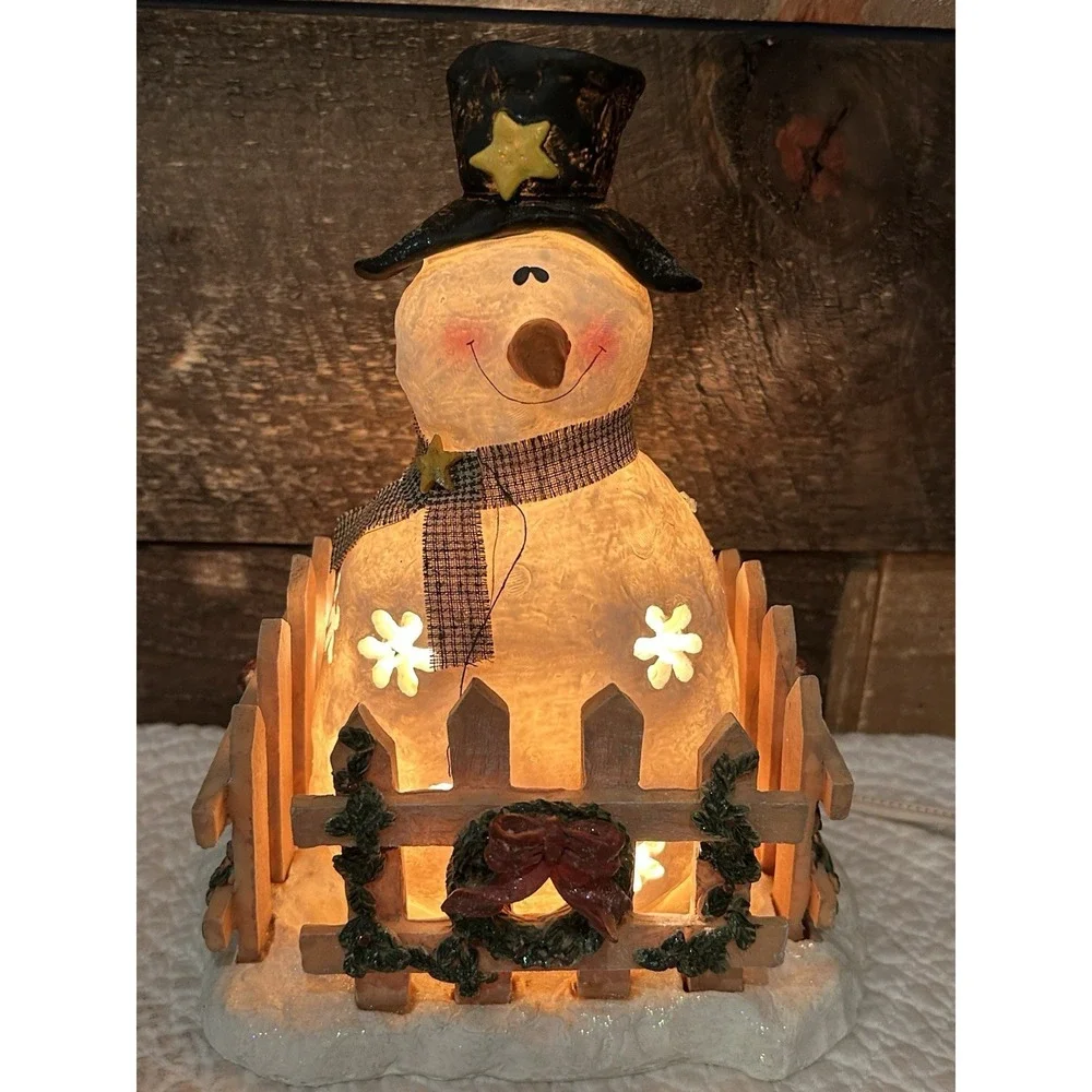 Crazy‎ Mountain Snowman Night Light Vintage 1990 EUC Works